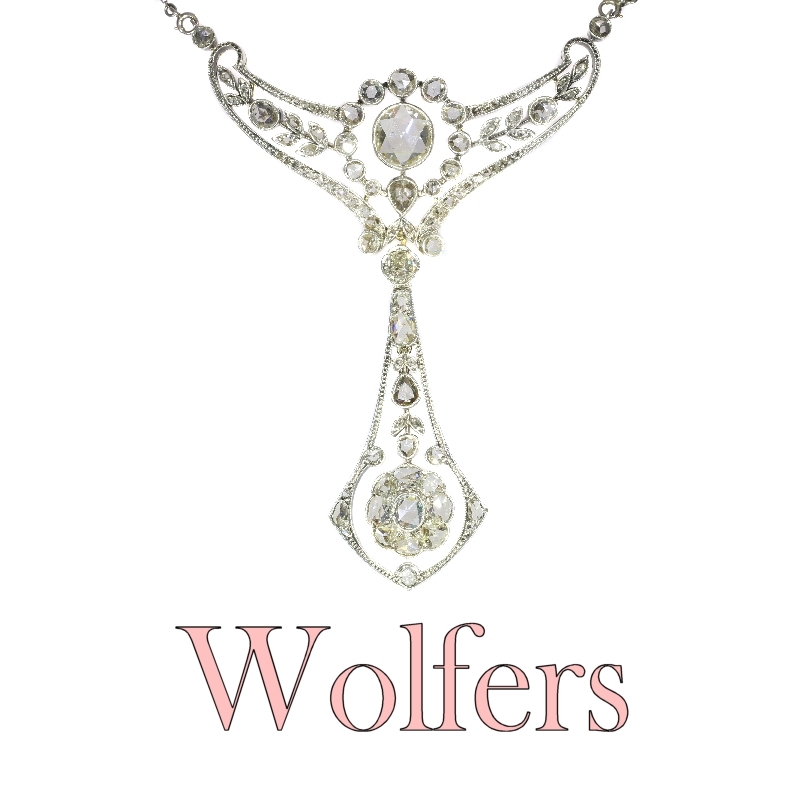 Belle Epoque multi use diamond necklace and pendant made by Wolfers for noble family